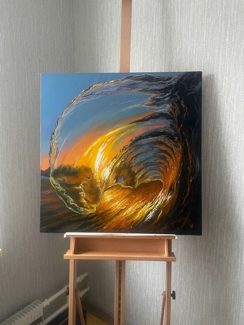 Картина маслом на холсте "Прозрачная волна" 80х80 см. Деревянный подрамник. Художник Наталия Осадчук
