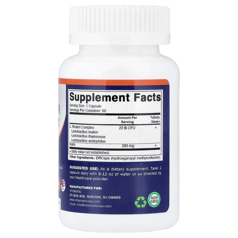 Vitamatic, Комплекс L.Reuteri, 60 капсул с гипромеллозой DRcaps®