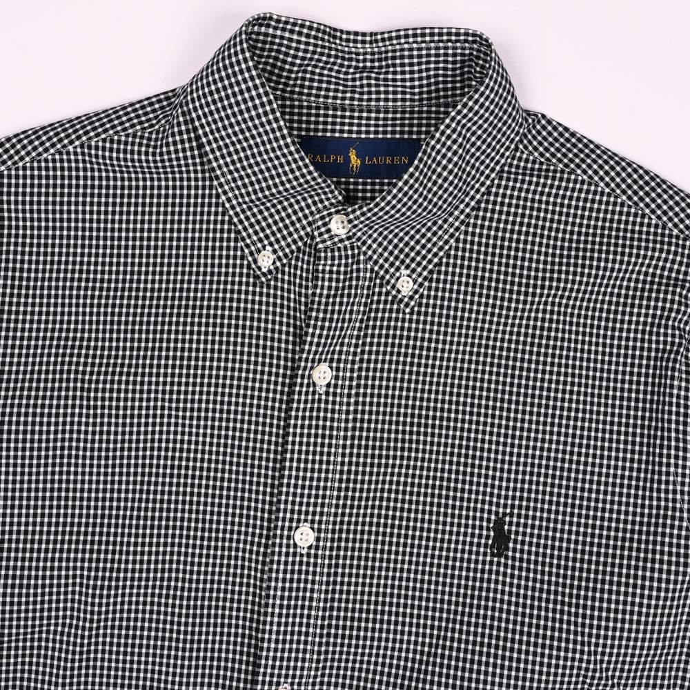 Классическая рубашка Polo Ralph Lauren из свежих коллекций в черно-белую клетку, M свободный