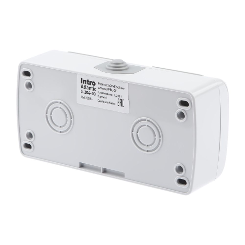 Розетка Intro Atlantic 5-204-03 двойная с заземлением 2х2P+E Schuko шторки 16А-250В IP54 ОУ серый