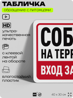 Табличка "На территории есть собаки, вход запрещен" на дверь и забор, для двора, дома, подъезда, 40х30 см, Silver Plane x Айдентика Технолоджи