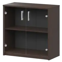 Стеллаж низкий с прозрачным стеклом А-302/А-стл302пр Дуб венге 770x365x850 Арго