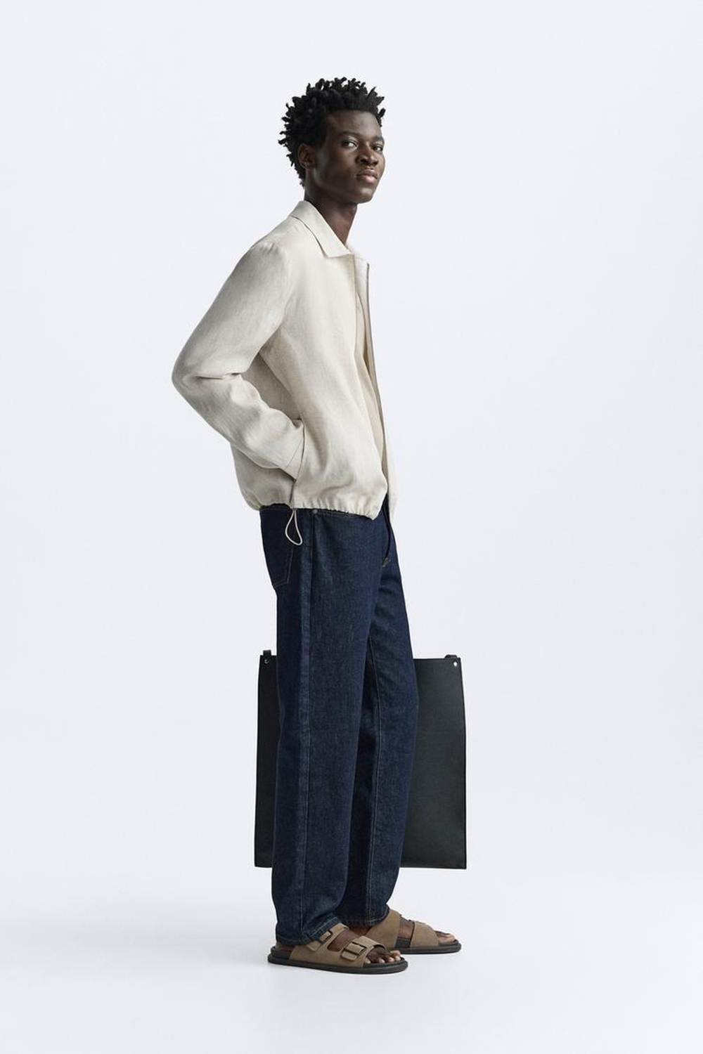 ZARA КУРТКА ИЗ 100% ЛЬНА, СВЕТЛО-БЕЖЕВЫЙ