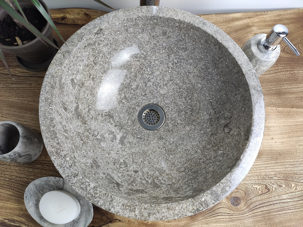 Раковина из мрамора Drum Grey Allur Small  DG-60193 40*40*15