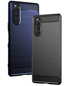 Чехол на Sony Xperia 5 цвет Blue (синий), серия Carbon от Caseport