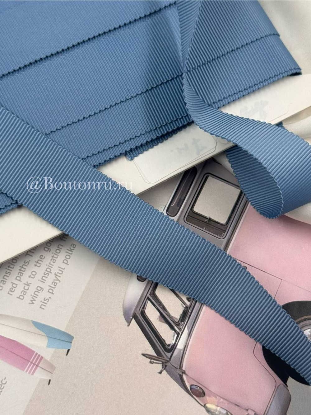 Репсовая лента темно-голубая 2,5 см