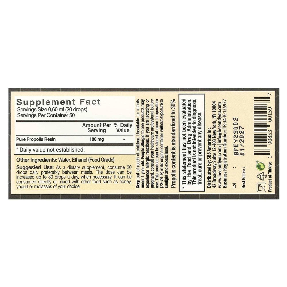 Bee & You, прополис, 30 мл (1 жидк. унция)