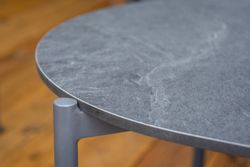 "Канны" лаунж-зона 4-местная (разборная) из роупа со столиком "Диего" цвета "серый гранит", роуп темно-серый круглый, ткань темно-серая