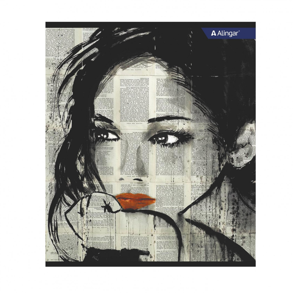 Тетрадь 48л., А5, клетка, Alingar "Girls from newspapers", скрепка, мелованный картон (стандарт), блок офсет, 4 дизайна в пленке т/у