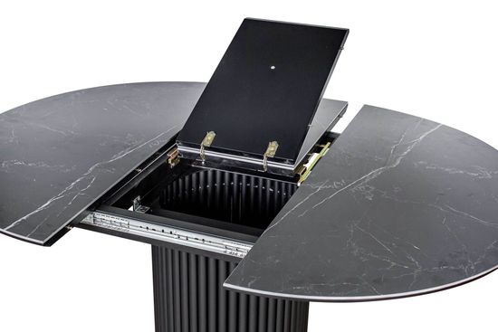 Стол DUBAI 110 (+32) черная керамика глянцевая / черная опора