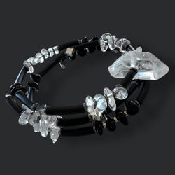 Браслет. Сама - дисциплина. Горный хрусталь и Обсидиан