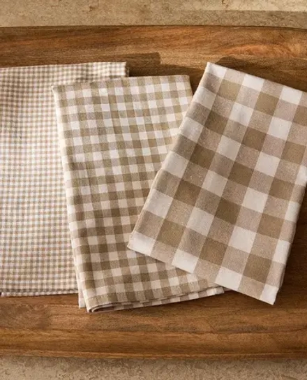 ZARA HOME КУХОННОЕ ПОЛОТЕНЦЕ ИЗ ХЛОПКА С ТКАНЫМ УЗОРОМ (НАБОР ИЗ 3 ШТ.), БЕЖЕВЫЙ
