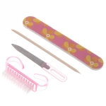 Набор для маникюра и педикюра «Ультрамарин» в косметичке, 4 предмета (щетка, две пилки и палочка), 27*8см