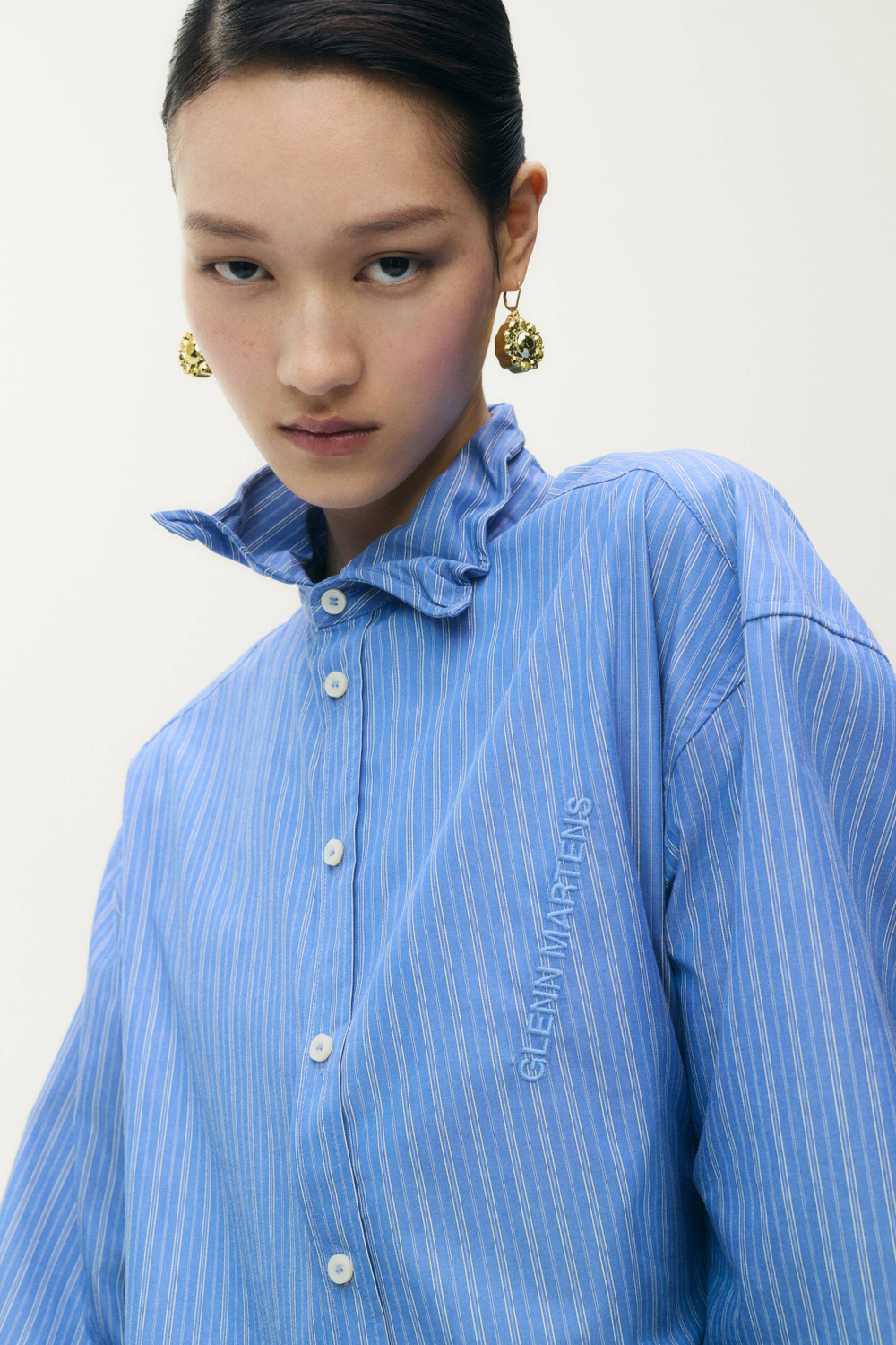 H&M - Glenn Martens Рубашка из поплина в полоску, синий