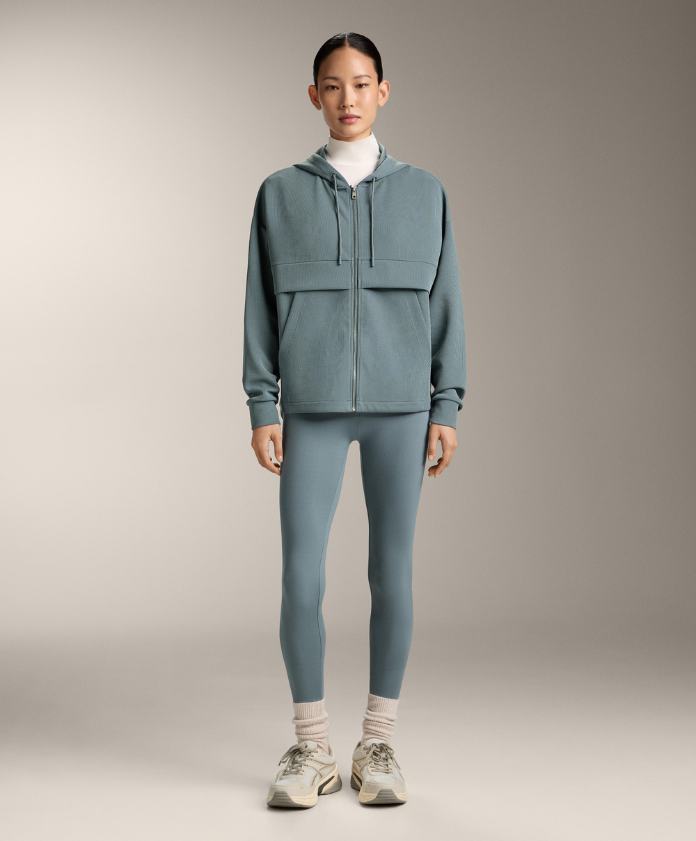 Oysho Толстовка Rib на молнии из модала с мягким прикосновением, синевато-серый