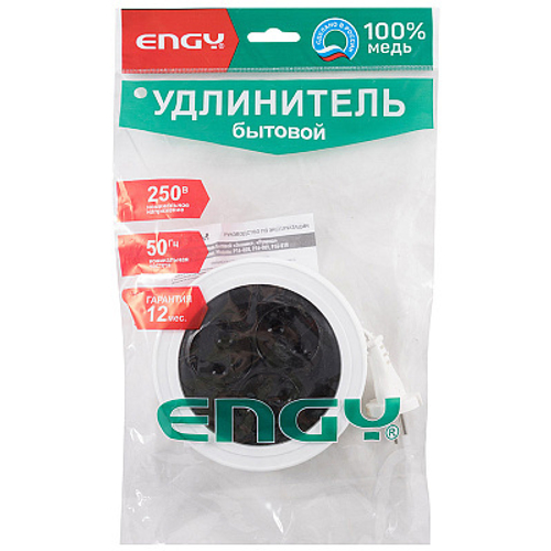 Удлинитель Engy "Рулетка" 5м/3роз (ШВВП 2х0.75)