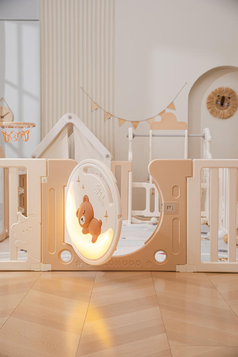 Манеж UNIX Kids DeLuxe House&Storage Camel 180 x 200 см с игровыми аксессуарами