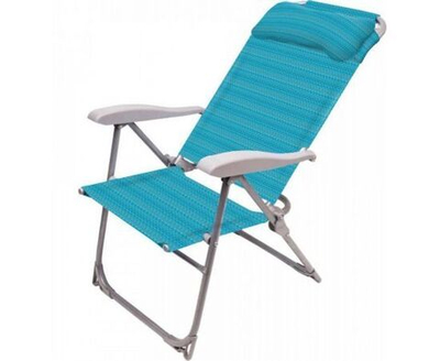 Кресло-шезлонг раскладное со съемным мягким подголовником, 8 положений спинки, цвет бирюзовый, нагрузка до 120кг, Nika К2