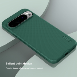 Чехол зеленого цвета (Dark Green) от Nillkin c поддержкой зарядки MagSafe для Google Pixel 9 Pro XL, серия Super Frosted Shield Pro Magnetic Case