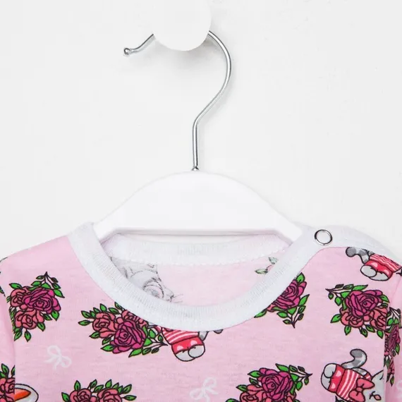 Боди детское, цвет розовый/кошечки, рост 62 см