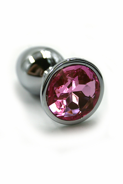 Kanikule - Серебристая анальная пробка с нежно-розовым кристаллом