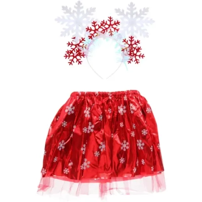 Карнавальный костюм «Снежинка» (юбка,ободок), Красный