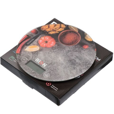 Весы кухонные электронные, стекло, Rion, Овощи, платформа, точность 1 г, до 5 кг, LCD-дисплей, PT-812