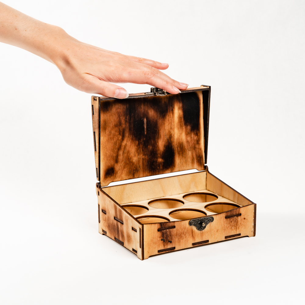 Подарочный деревянный короб для рюмок (стопок) PK50