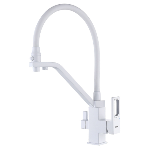 Смеситель для кухни 35k G4317-8 GAPPO с вых. для пит. фильтра, п/шпильку, гибкий излив Белый-хром
