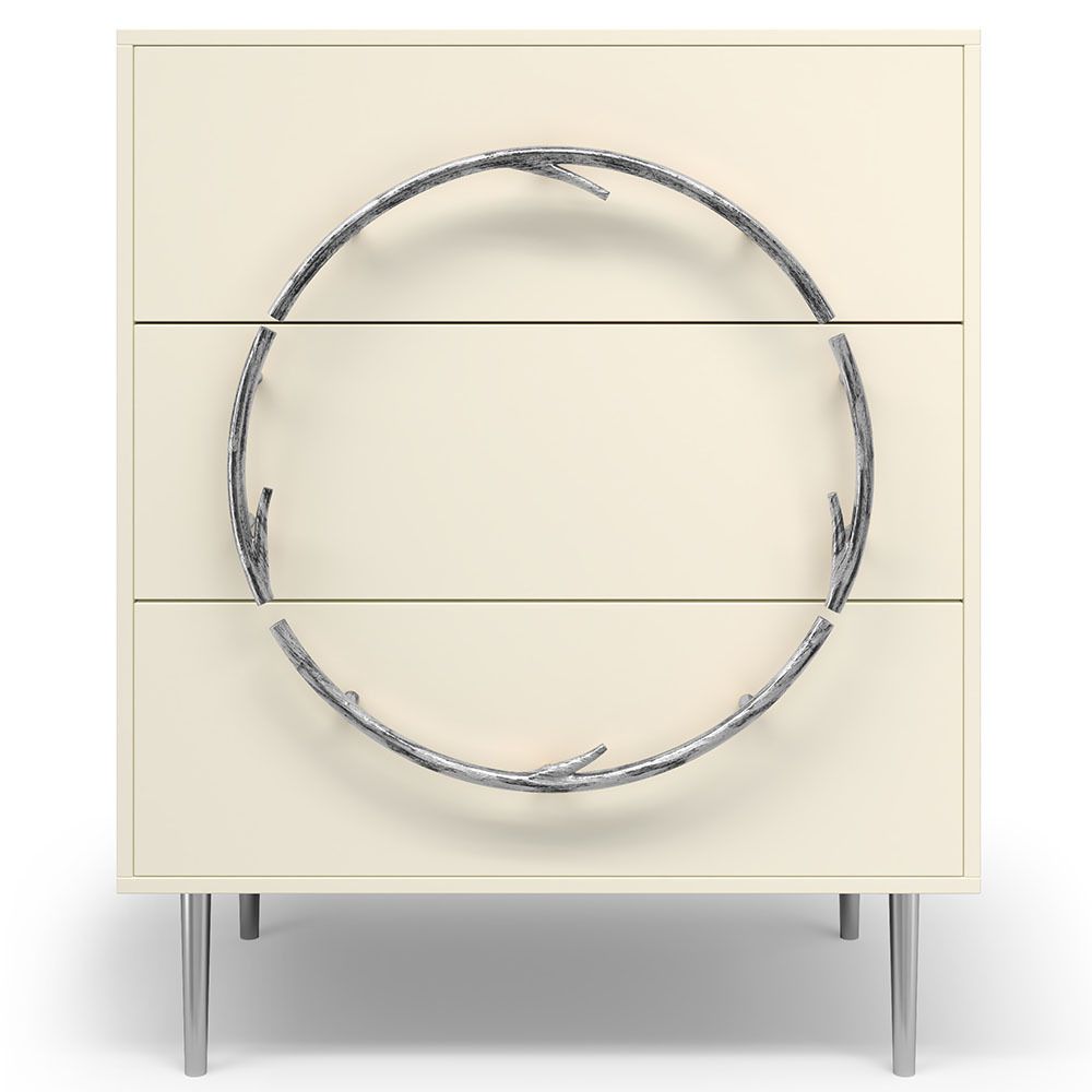 Комод Арт Колор matte Стайл Сильвер с 3 ящиками Кремовый белый матовый