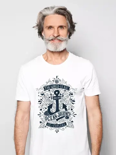 Футболка мужская летняя пляжная белая с принтом