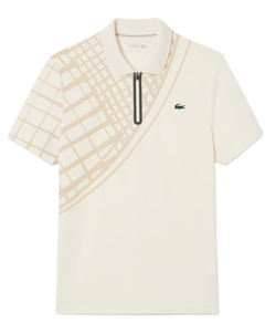 Теннисное поло Lacoste Ultra Dry Printed Slim Fit Tennis - ecru white