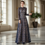 Вышивка на сетке темно-синяя