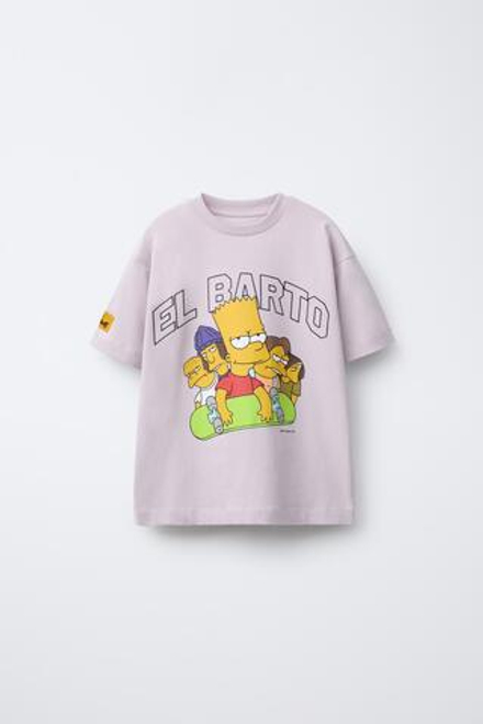 ZARA ФУТБОЛКА С ПРИНТОМ THE SIMPSONS ™ MATT GROENING, ЦВЕТ МАЛЬВЫ