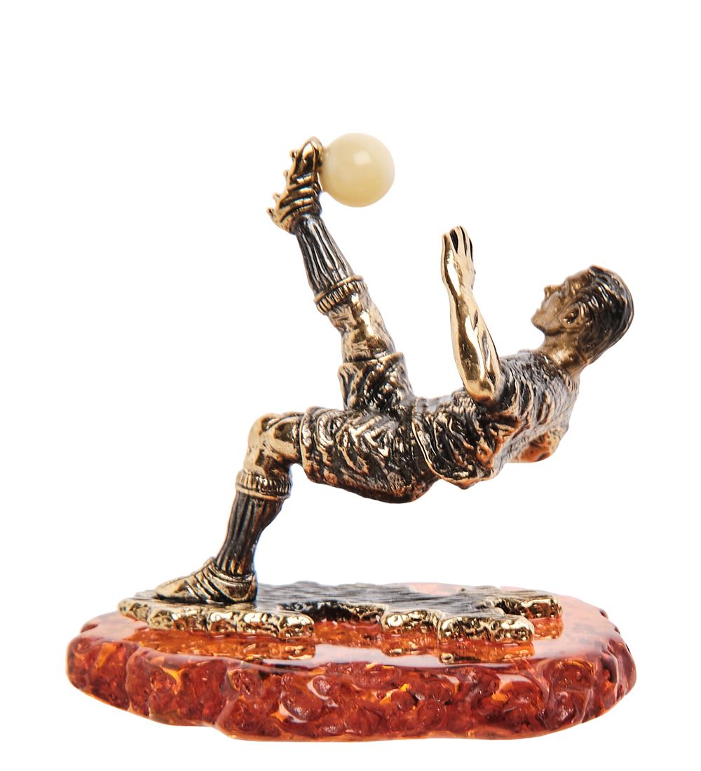 Народные промыслы AM-3204 Фигурка «Футболист» (латунь, янтарь)
