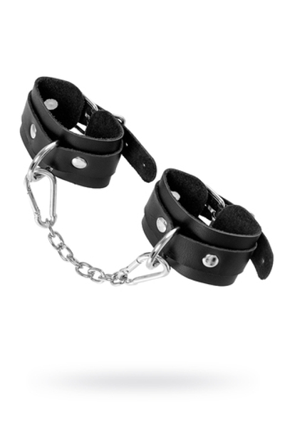 Наручники-браслеты мини со скруглёнными углами натуральная кожа чёрные