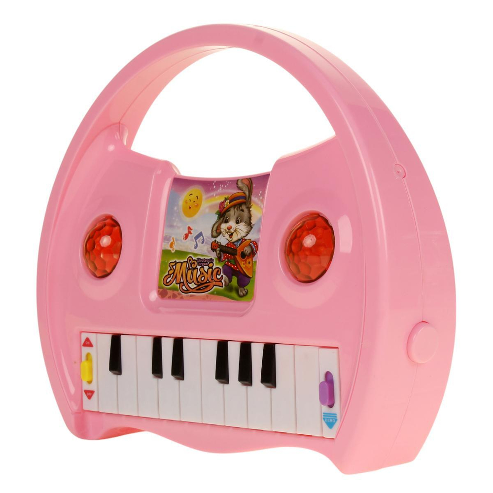 Пианино на бат. 22,5см, розовый, пакет 856-1