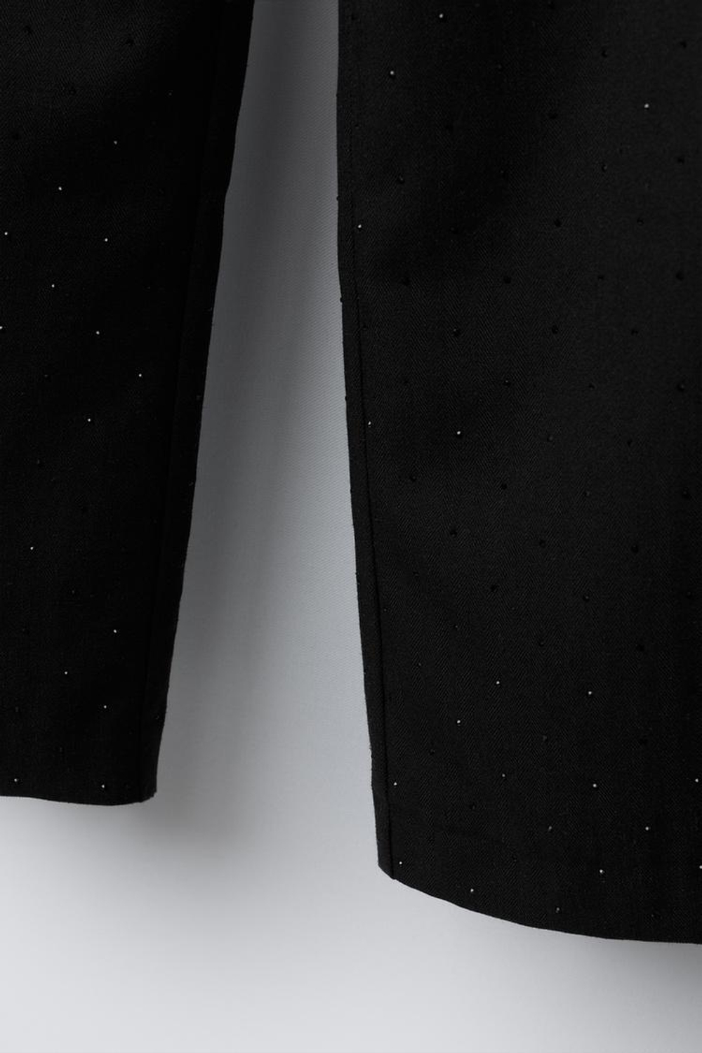 ZARA БРЮКИ WIDE LEG СО СТРАЗАМИ, ЧЕРНЫЙ