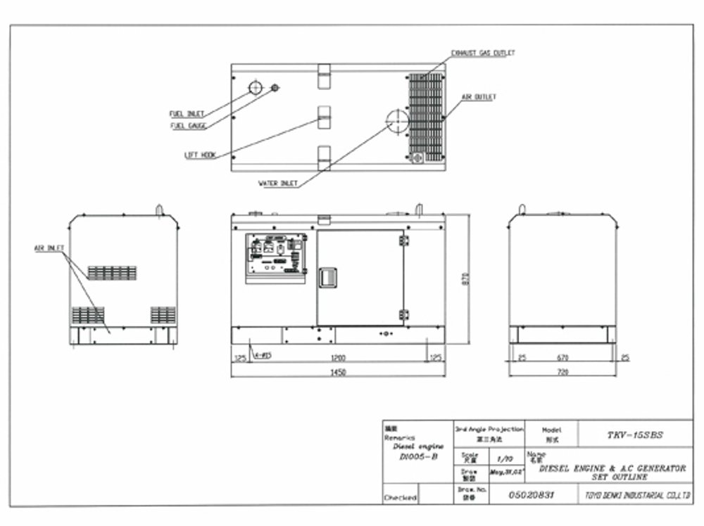 Дизельный генератор TOYO TKV 15 SBS