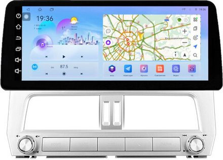 Магнитола Toyota Land Cruiser Prado 150 2017-2019 (поддержка 360, рамка LUX) - FarCar монитор 12.3" 2K QLED на Android 14, TS10, CarPlay, 4G SIM-слот