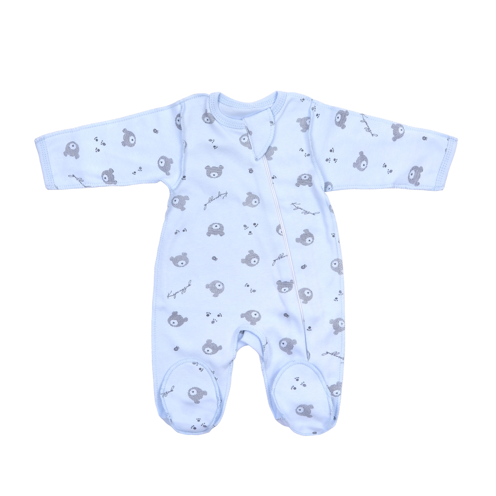 Комбинезон с мишками голубой на молнии