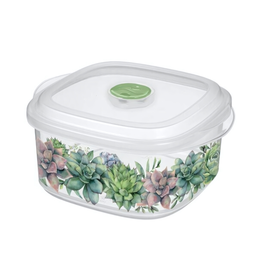 Емкость для СВЧ "Bergamo" 1,6л с клапаном с декором (бесцветный)