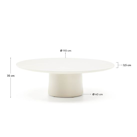 Журнальный столик Albanella из цемента с глянцевой белой отделкой Ø110 см