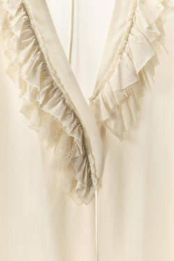 ZARA СТРУЯЩАЯСЯ РУБАШКА С ВОЛАНАМИ — ZW COLLECTION LIMITED EDITION, СВЕТЛЫЙ ЭКРЮ