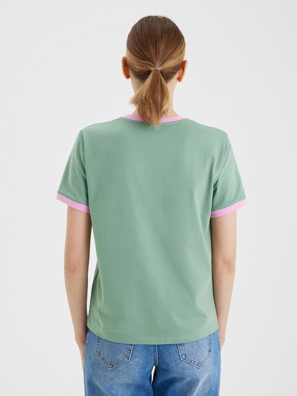 Женская футболка эвкалипт/розовый - folly dot.