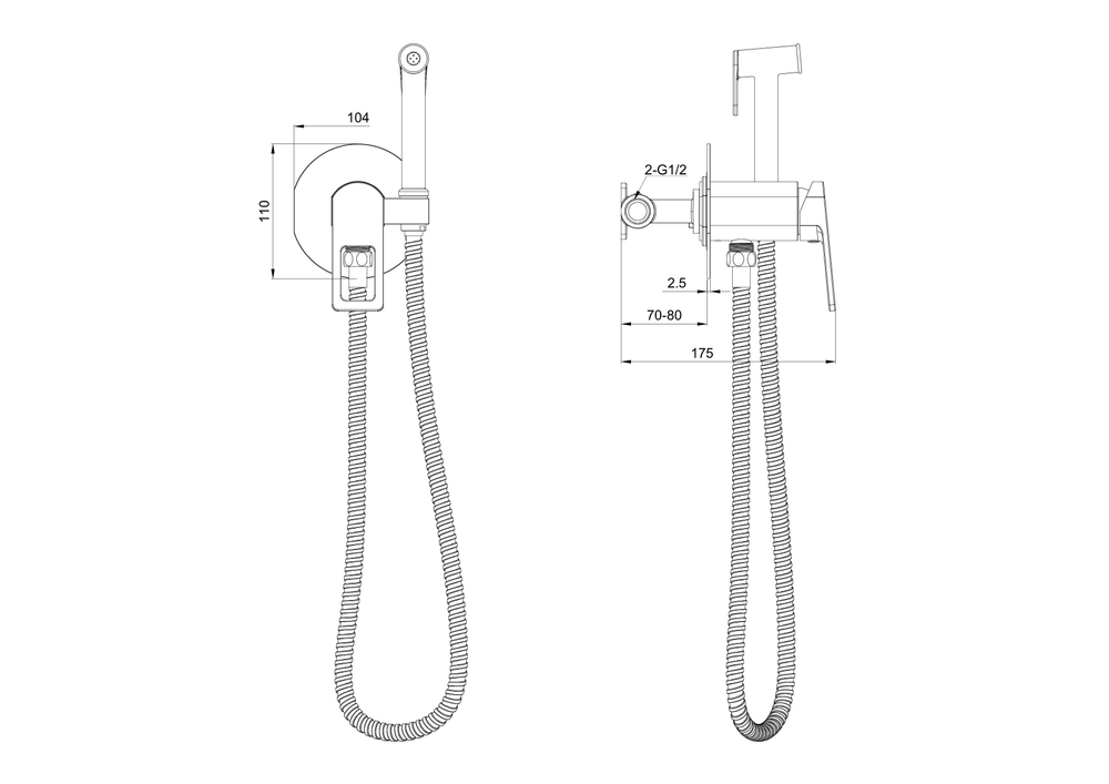 Смеситель с гигиеническим душем встраиваемый WONZON & WOGHAND FRAME, Брашированное золото (WW-88829010-BG)