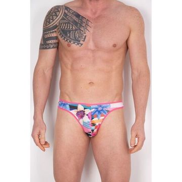 Мужские трусы стринги с разноцветным принтом и розовой окантовкой Cosmos Colors FR10_PBW