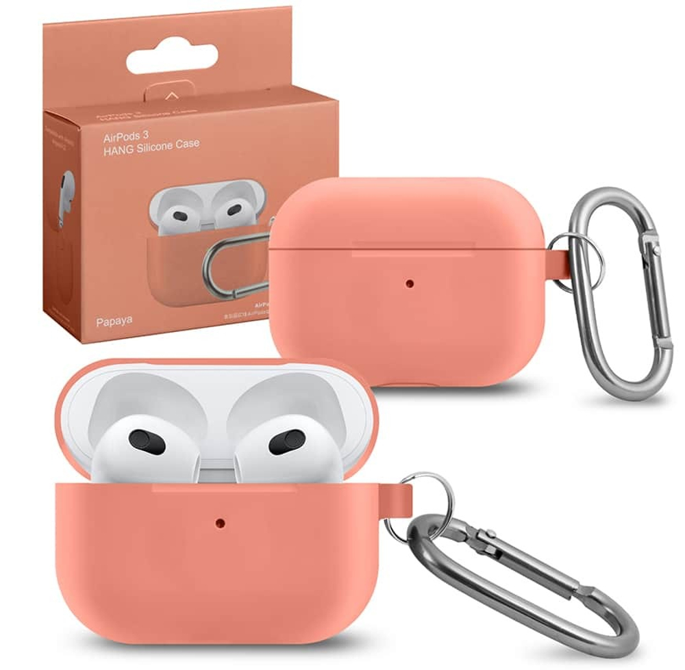 Чехол для APods 3 Hang Silicone (Papaya) с карабином