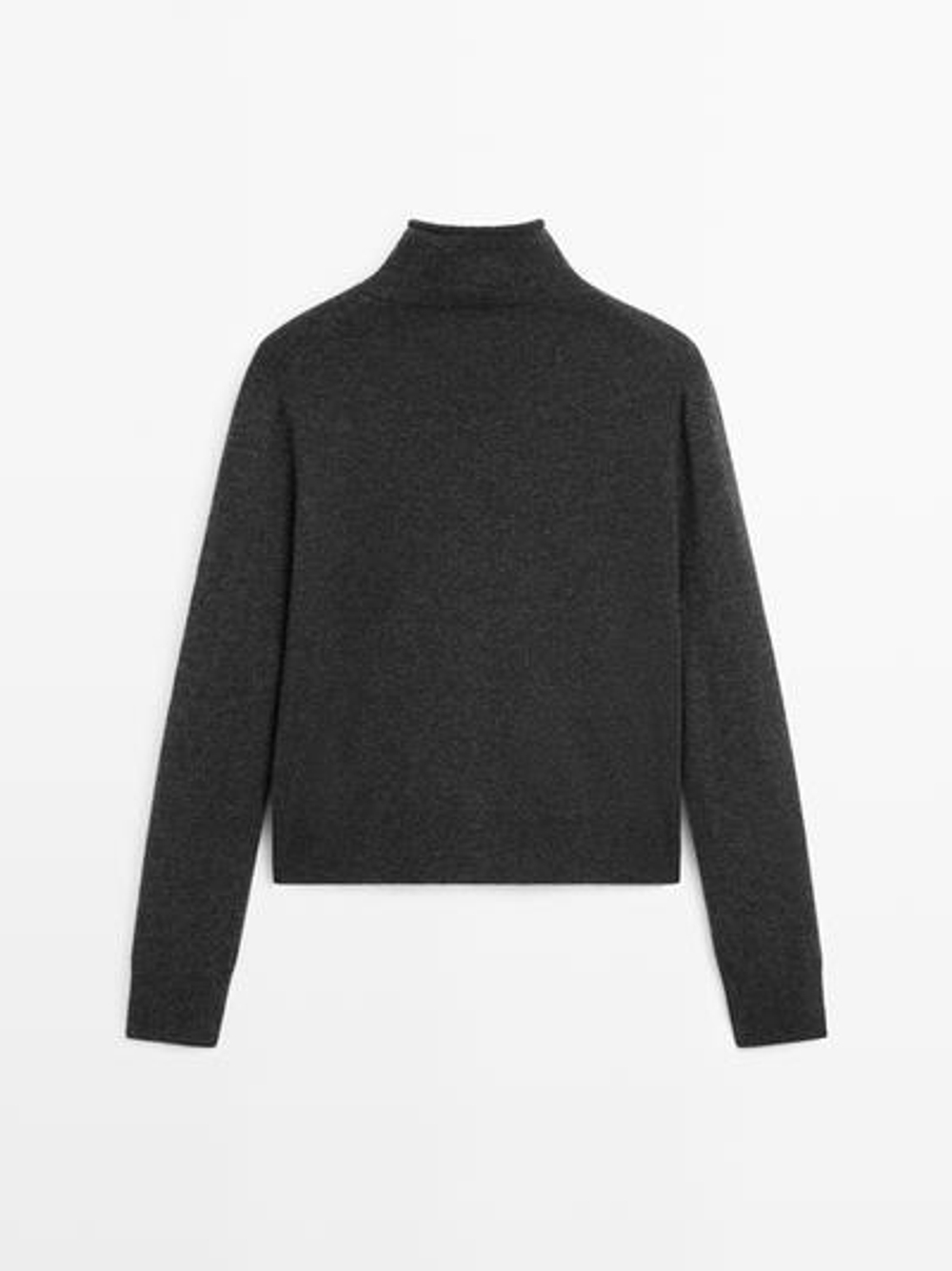 Massimo Dutti Кардиган с воротником-стойкой из 100% шерсти, темно-серый