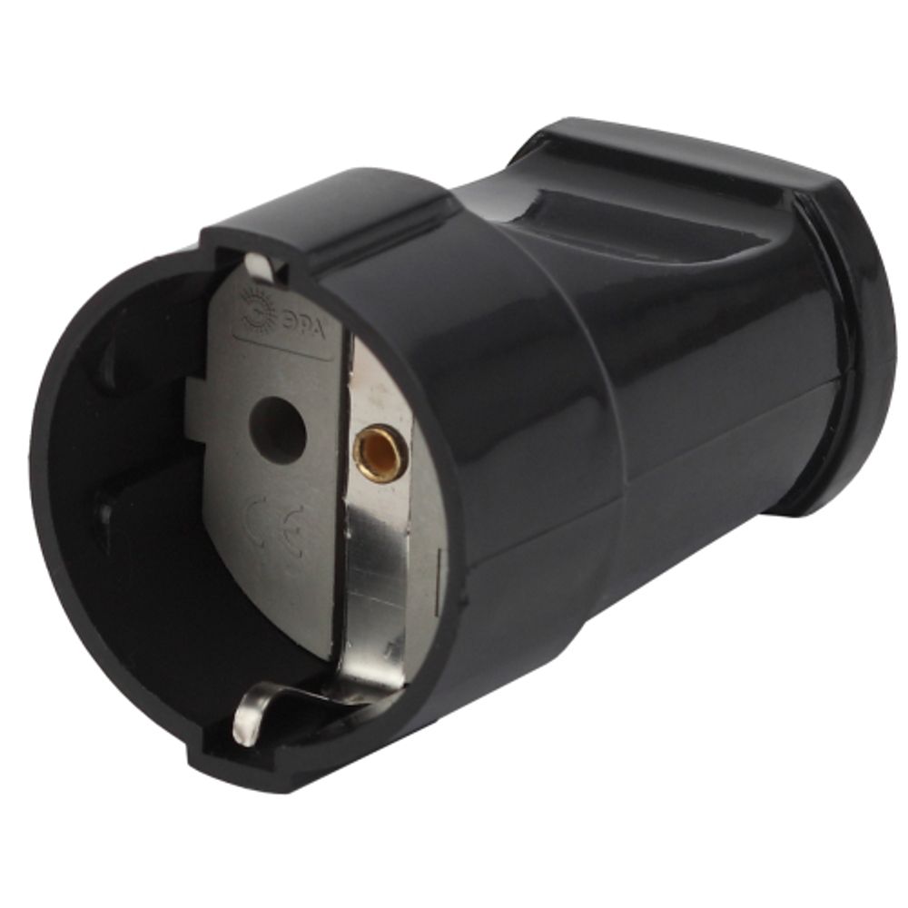 Розетка ЭРА Rx2-B кабельная с заземлением прямая 16A черная | Штепсельные вилки и розетки